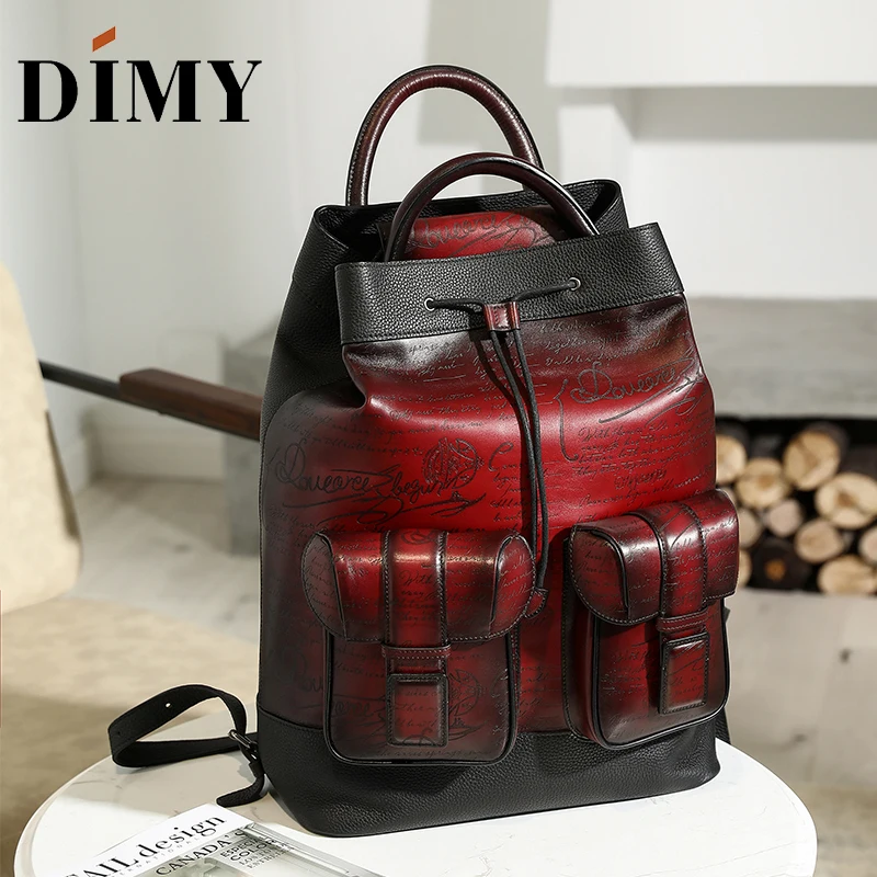 Женский рюкзак из телячьей кожи DIMY сделанный вручную с патиной 100% натуральный