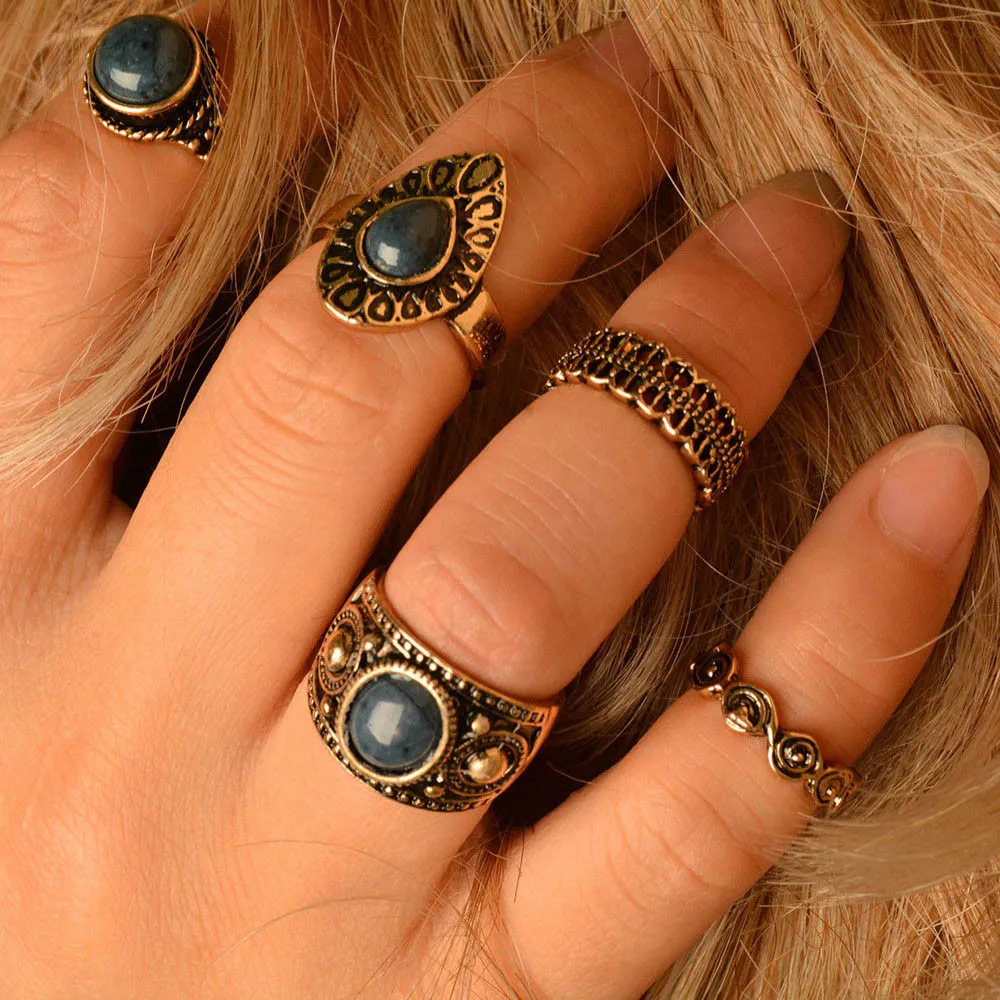 Женский винтажный набор колец на сустав пальца 5 шт./компл.|knuckle ring set|fashion setring set |