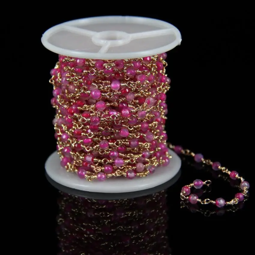 Новый стиль! 4 мм проволока обернутая бисером цепи позолоченный браслет в виде