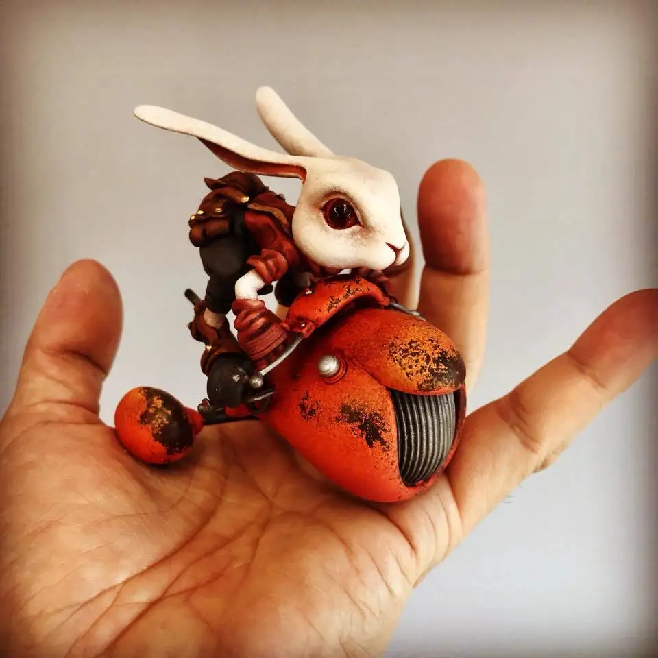 Набор фигурок из смолы WF2018 кролик с мото неокрашенный гаражный набор моделей