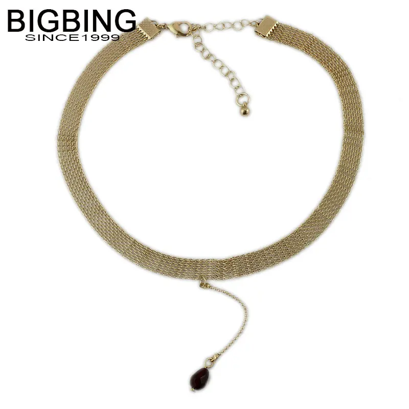 BigBing ювелирные изделия Золотая цепь кристалл кулон колье ожерелье оптом S256 |