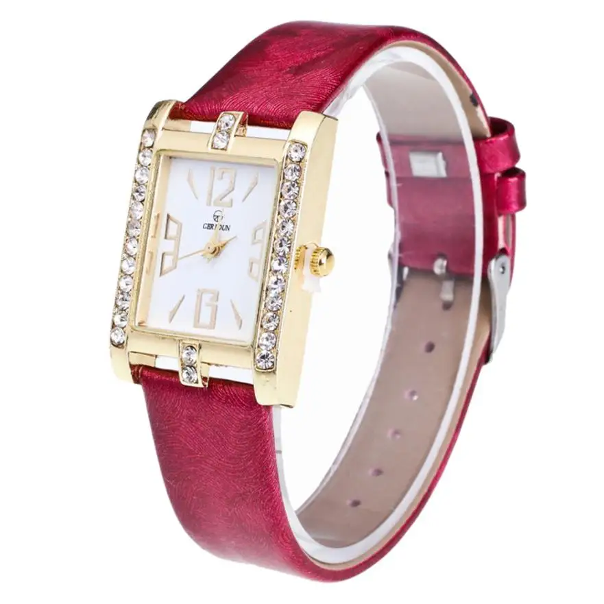 

The latest women's retro candy color design PU leather strap quartz movement watch alloy stainless steel round analog watch #W