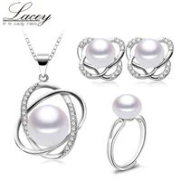 genuine natural freshwater pearl bridesmaid jewelry setspearl with 925 silver jewelry sets necklace earrings for girlfriend