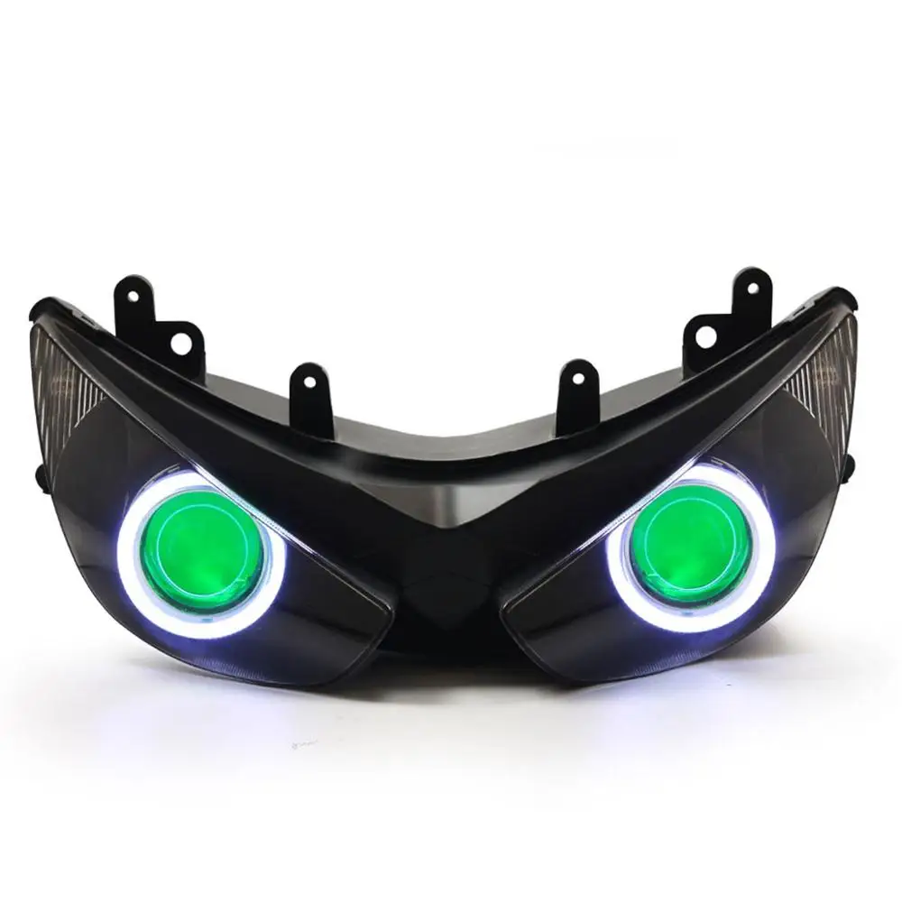Green Demon Eye Kt мотоцикл фар в сборе подходит для Kawasaki ниндзя ZX-6R ZX6R 2005 2006 комплект ангел ореолы глаз-зеленый демон света - Цвет: Green Demon Eye