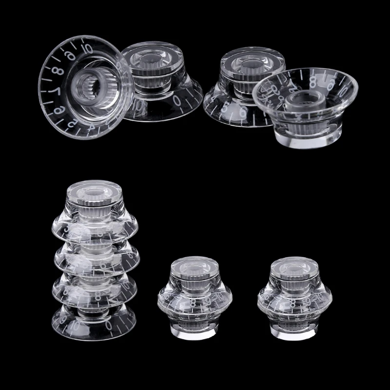 OOTDTY1pc Knob Button Bell Shape Guitar Tone Volume Control For LP Parts Transparent White | Спорт и развлечения