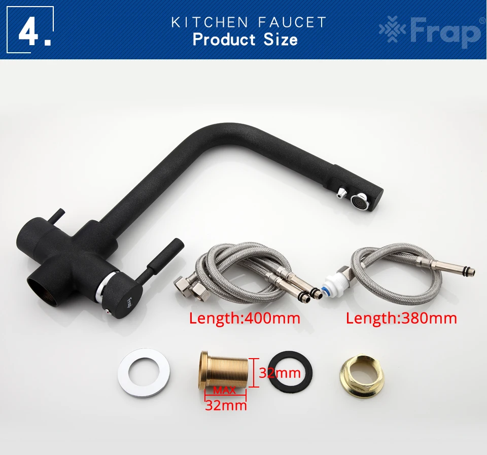 FRAP Kitchen Faucet 5 color brass kichen sink faucet water mixer taps with filtered water mixer cold and hot water tapware