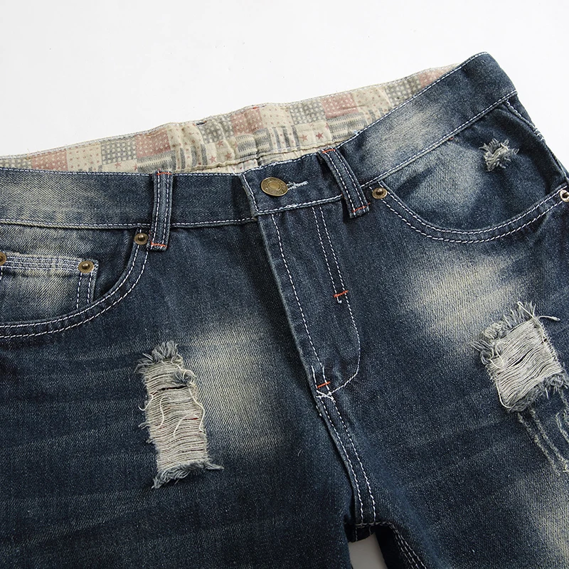 Высококачественные рваные джинсовые брюки HMILY в строгом стиле мужские джинсы