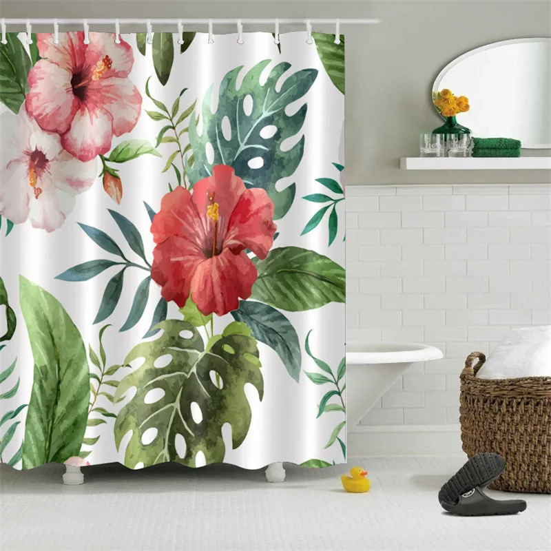 

Flower Butterfly 3D Printed Shower Curtains Waterproof Polyester Fabric Bath Bathroom Curtain With Hooks