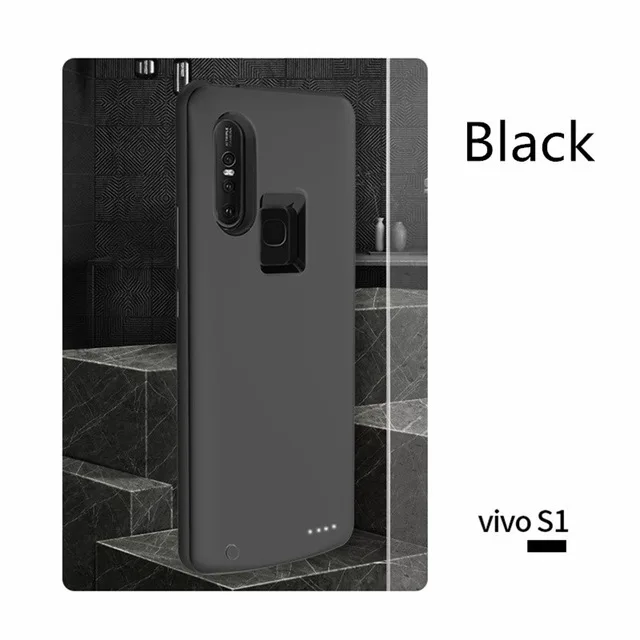 Черный Zkfys 6500 мАч быстрой зарядки Мощность банк Крышка для Vivo S1 Высокое качество ультра тонкий Быстрый Зарядное устройство Батарея крышка - Цвет: Черный