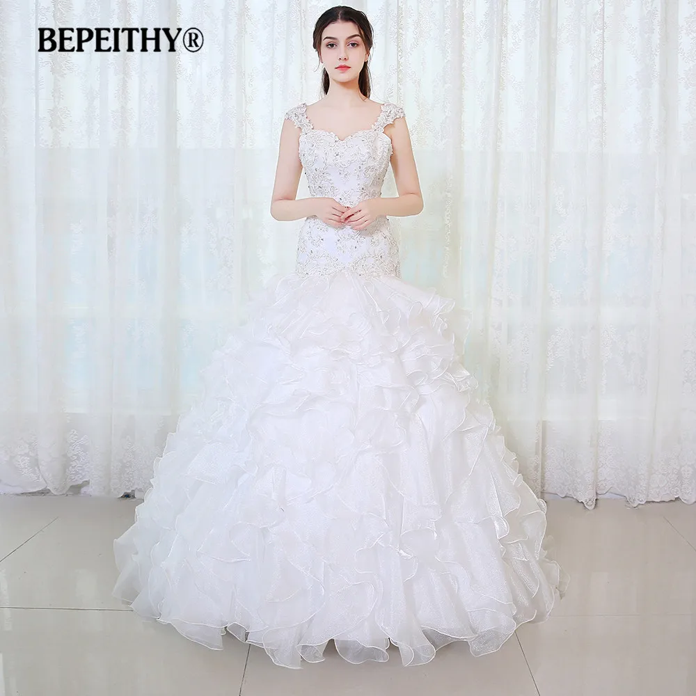 Женское свадебное платье Русалка BEPEITHY винтажное кружевное с юбкой оборками и
