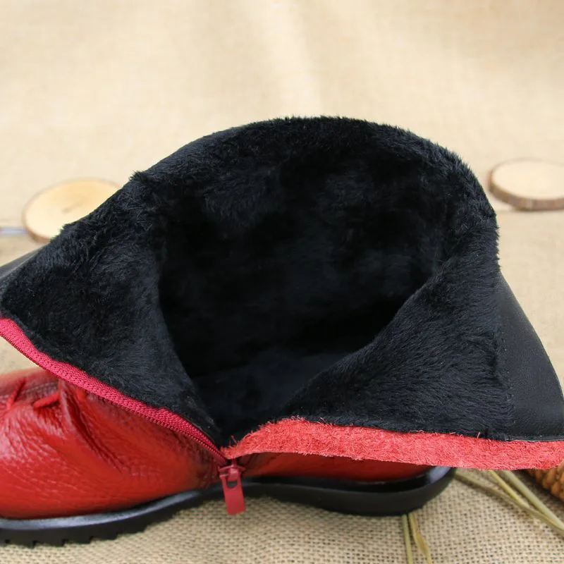 Женские ботинки 2018 зимние кожаные в винтажном стиле женские на плоской подошве