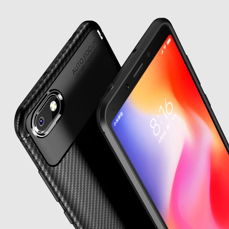 Carbon Fibre Case For Xiaomi Redmi 6A Slim Rugged Armor Shockproof Soft Rubber Silicone Phone Cover Redmi6A 5.45&quot | Мобильные
