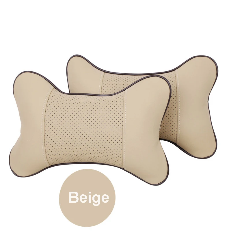 Beige 2 шт. Высококачественная Автомобильная подушка для шеи, Подголовники для шеи, дырокопание, аксессуары для мотоциклов - Цвет: Beige