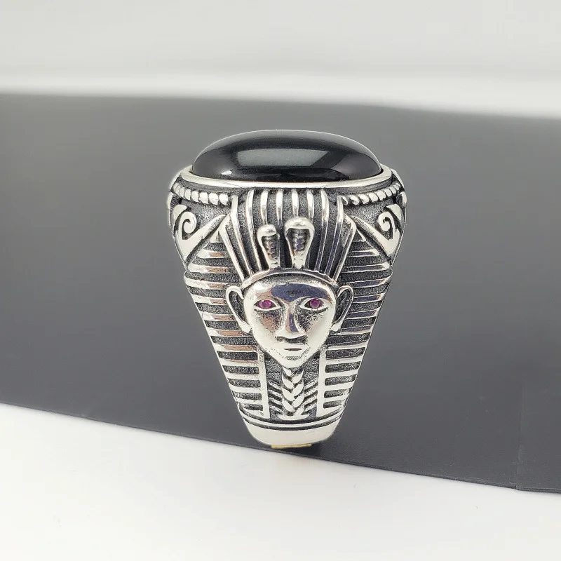 Настоящее чистое кольца из стерлингового серебра 925 для мужчин египетский фараон