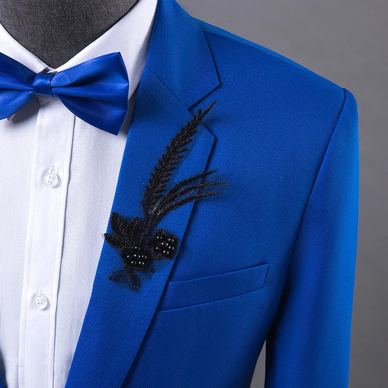 

new 2020 Chinese style costume embroidery dress young man stage performance Studio groom photographed Chinese tunic suit suits