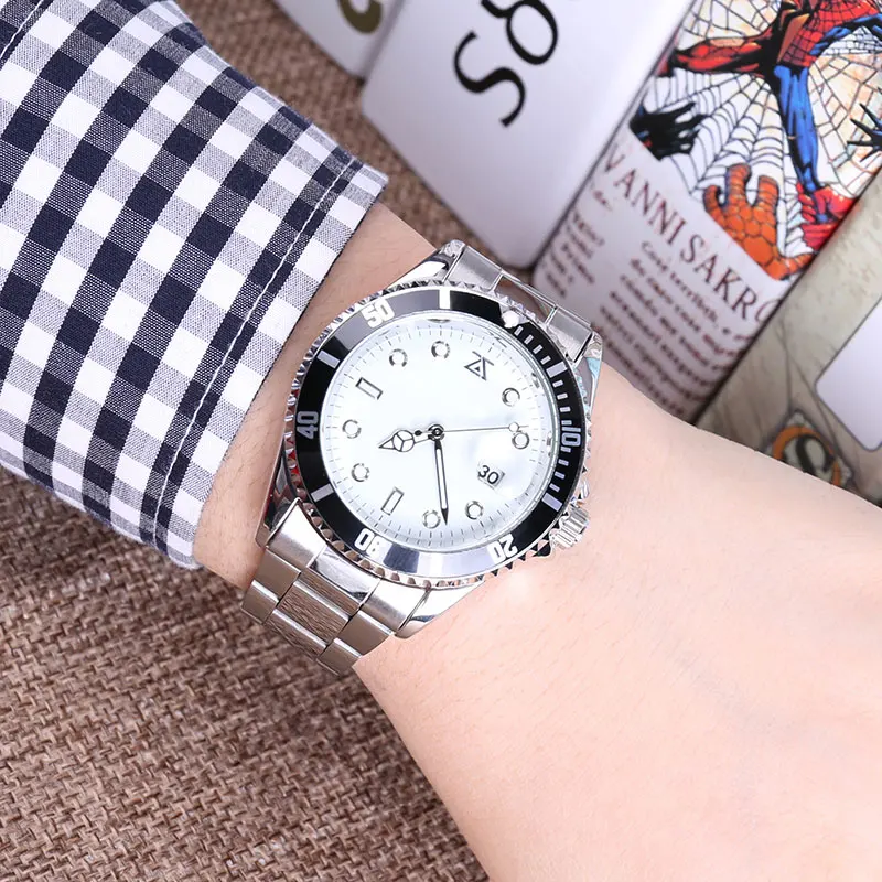 Silver band white Стальные мужские 30 м ролевые спортивные подарки для пары мужские wo Мужские Женские наручные часы для влюбленных браслет Rolexable relogio masculino - Цвет: Silver band white
