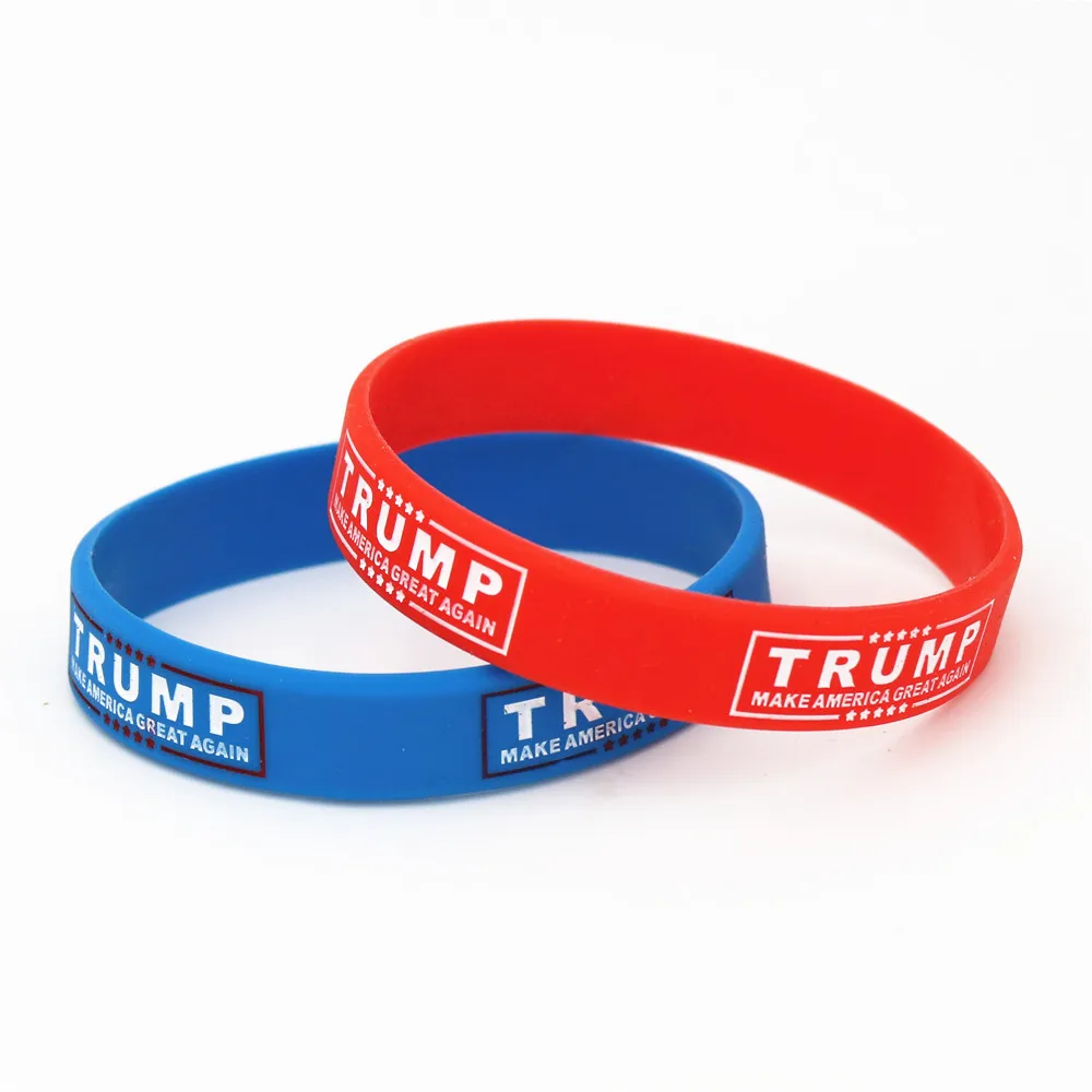 

LUKENI 1PC Make America Great Again Wristband Red Blue Rubber Power Men Bracelet Fashion Jewelry Trump Support Band Gift SH177