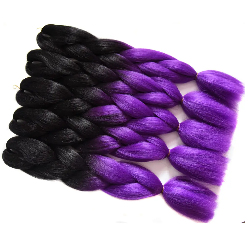 Sallyhair, 24 дюйма, Омбре, плетение волос, 3 тона, черный, синий, серебряный цвет, огромные косички, высокотемпературное волокно, синтетические волосы для наращивания - Цвет: #12