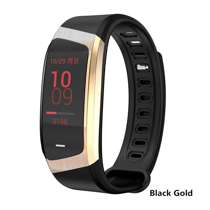 black gold E18 смарт-браслет мужской цветной сенсорный экран ip67 Водонепроницаемый кровяное давление кислород монитор сердечного ритма спортивный браслет Talk Band Mi 2 3 - Цвет: black gold