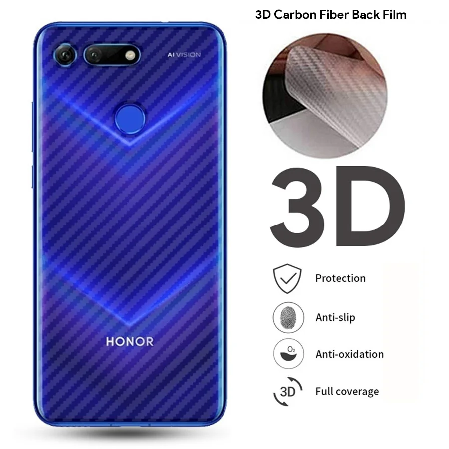 10 шт./лот 3D углеродное волокно защитная пленка на заднюю панель экрана для huawei Honor