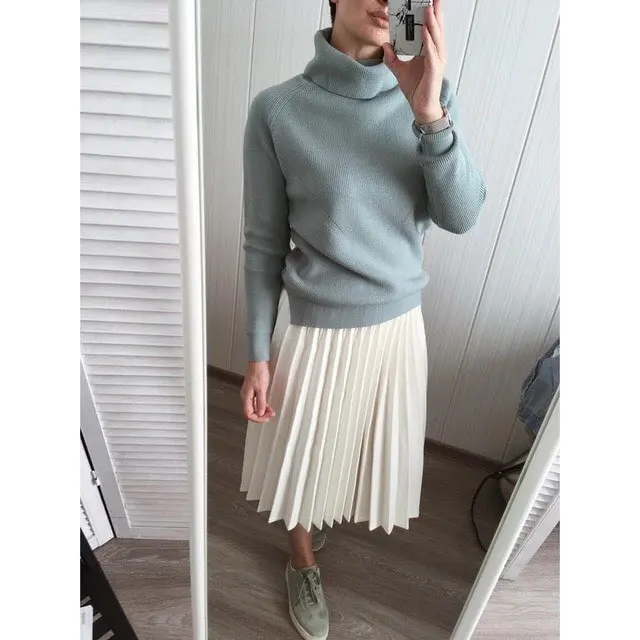 Элегантная плиссированная юбка с высокой талией Женская однотонная черная