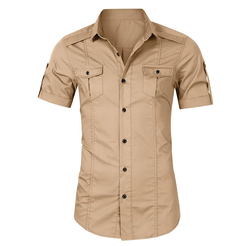 Абсолютная новинка рубашка-карго в стиле милитари из 100% хлопка Мужская Летняя