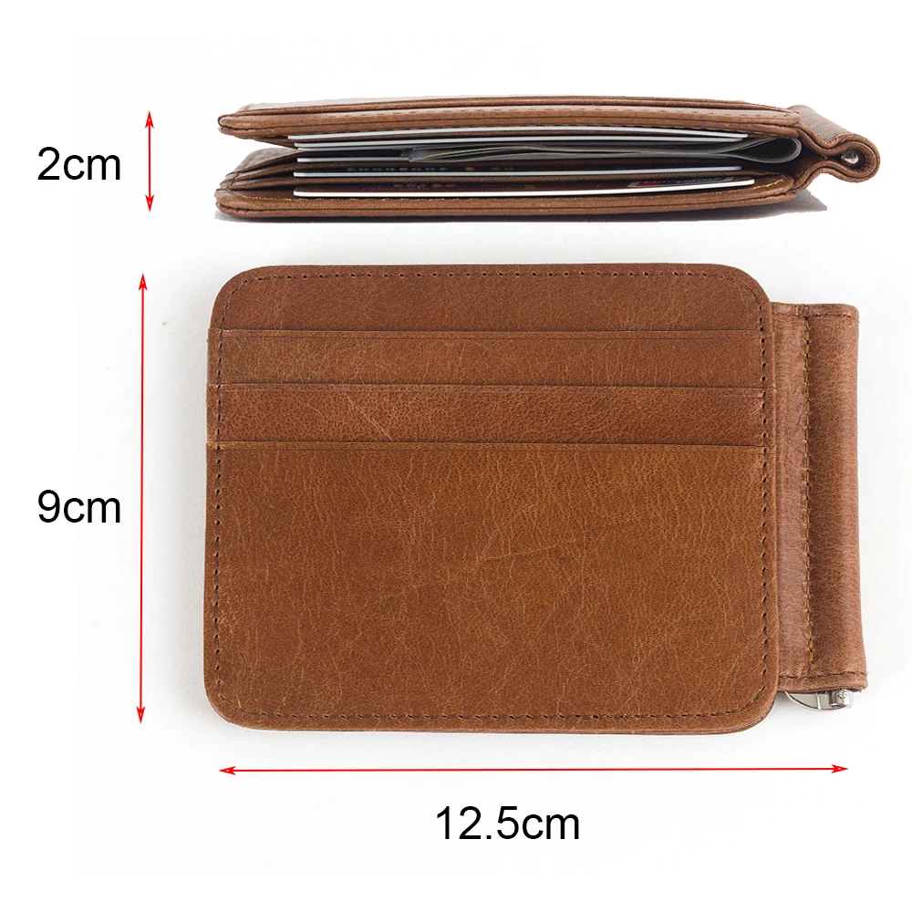 Зажим для денег кошелек мужской Для мужчин из натуральной кожи Brown12 карт кошелёк