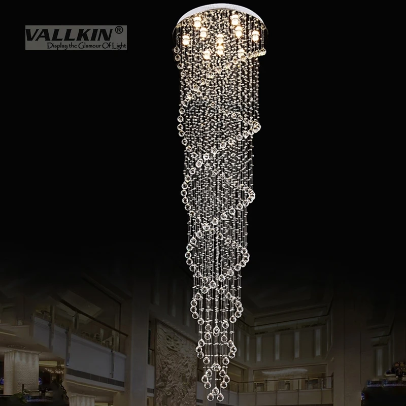 Лучшая цена Современные хрустальные люстры K9 большая гостиничная люстра