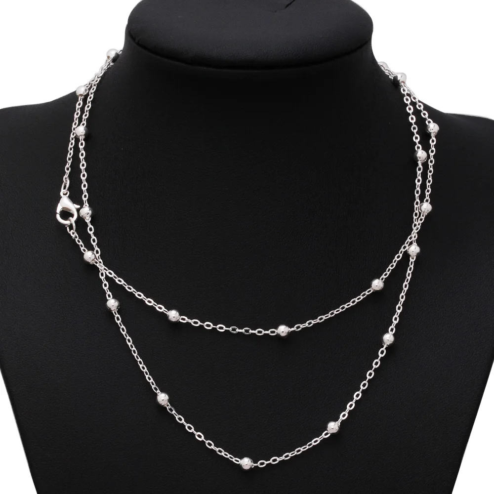 

2015 Wholesale! 30" Real Silver tone Copper Necklace Chains Jewelry Fashion Metal Bead Link With Lobster Clasp, 20 PCS-10050001