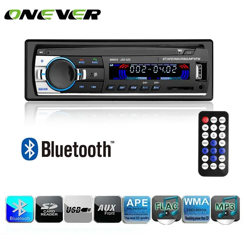 Автомагнитола Onever 12 В Bluetooth 1 Din FM Aux SD USB MP3 MMC WMA|Автомобильные радиоприемники| |