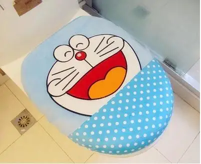 Чехол для унитаза Doraemon из мультфильма мягкого плюша с синим узором в горошек