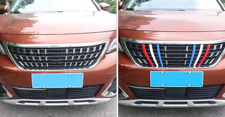 Для peugeot 3008 красочная Передняя Центральная решетка бампера крышка отделка украшение полосатая наклейка Стайлинг автомобиля