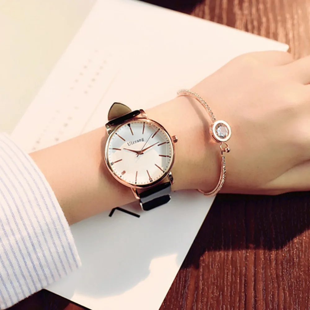 Полигональный циферблат дизайн женские кварцевые часы Лакшери модное платье