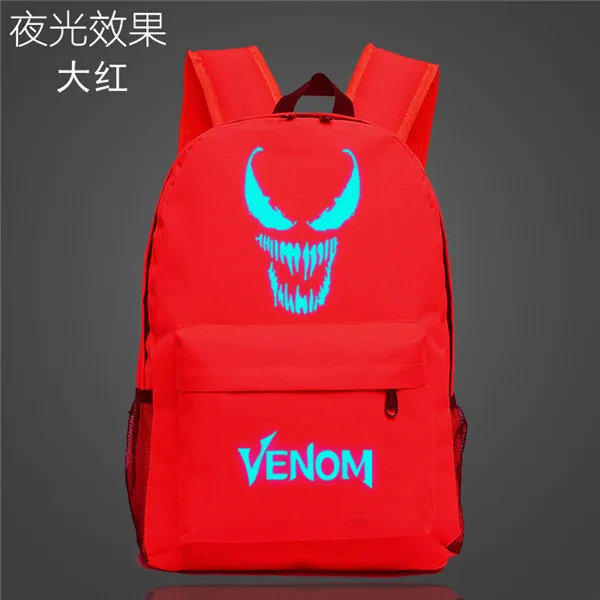 Style 6 Светящийся рюкзак Venom Marvel Hero, школьная сумка, Студенческая Детская сумка для мальчиков и девочек, рюкзак для ноутбука, повседневный рюкзак, светится в темноте - Цвет: Style 6