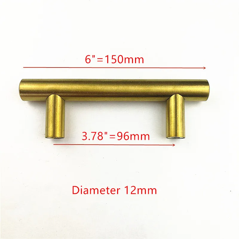 12 6inch 96mm Диаметр 10 мм матовый черный 12 мм золотой цвет sqaure 12*12 мм черная дверца кухонного шкафа Ручка из нержавеющей стали "~ 24" - Цвет: 12 6inch 96mm