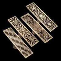 Free Shipping Antique Brass 28cm Bathroom Linear Shower Floor Drain Wire Strainer Waste Drainer Flower Carved FD015