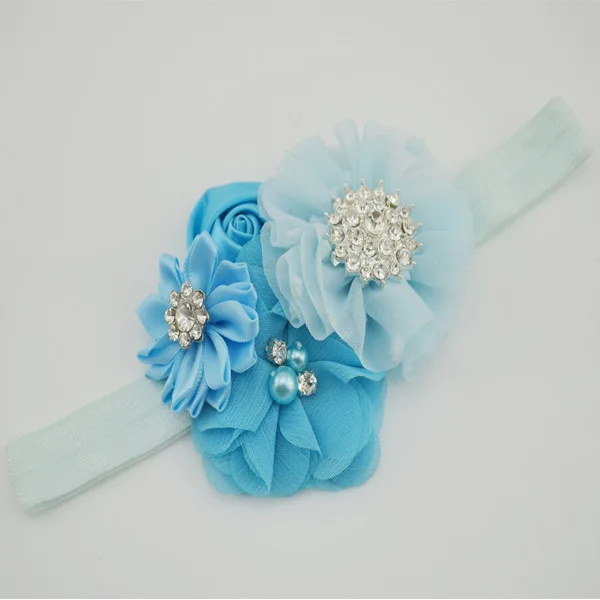 Children chiffon flower rose belt baby alloy CZ buckle with headdress wholesale | Украшения и аксессуары