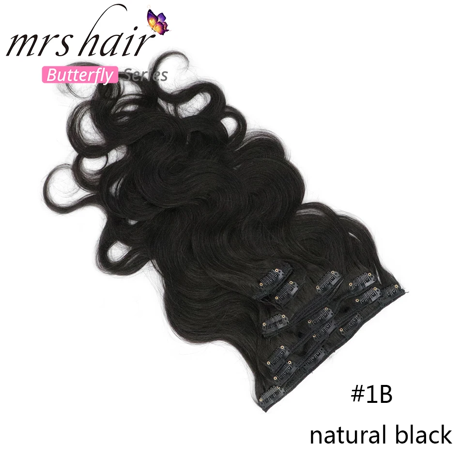 MRS HAIR, объемная волна, 80 г-100 г, человеческие волосы для наращивания на заколках, машинное производство, Remy, человеческие волосы для наращивания на всю голову, натуральные волосы