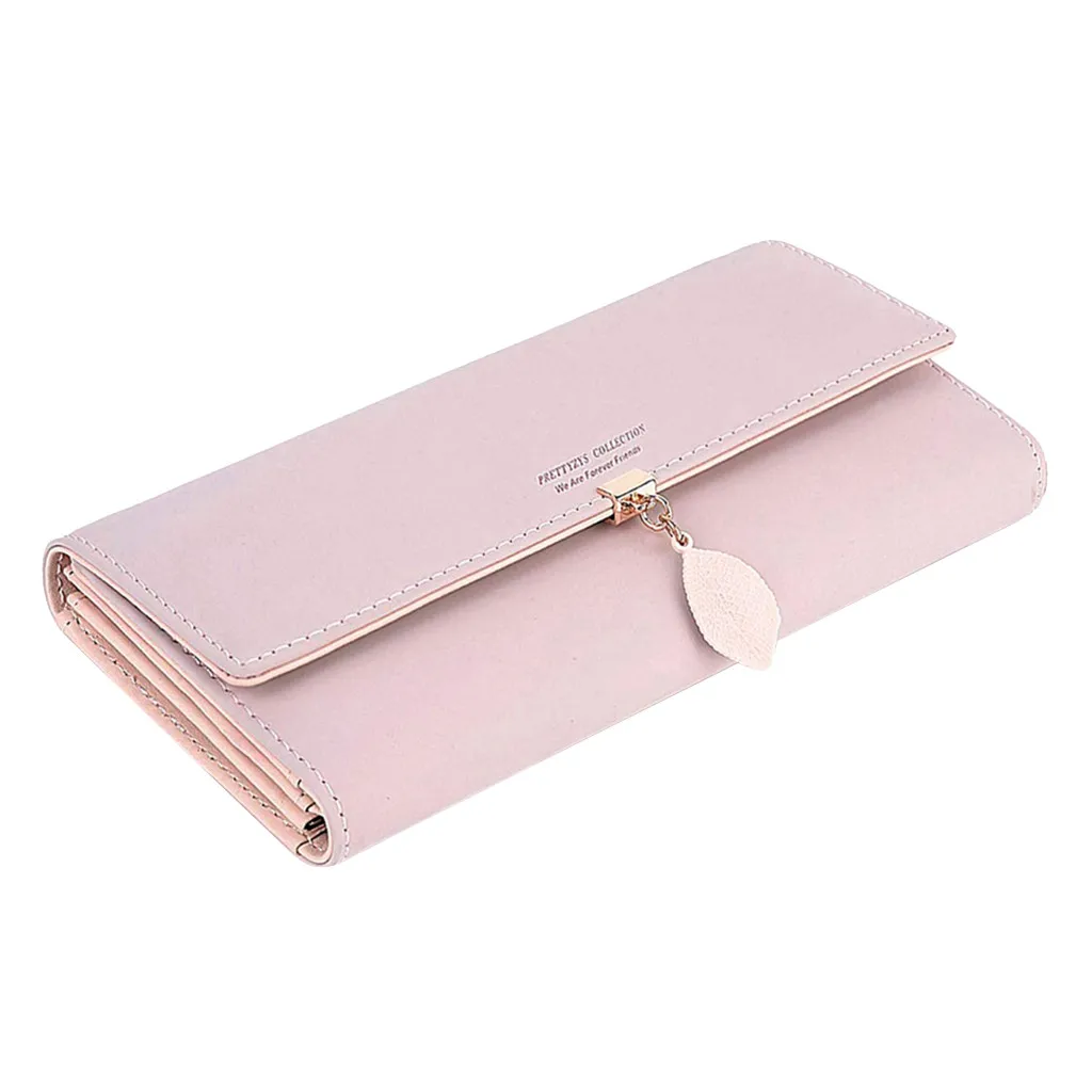 Pink MAIOUMY сумка женские длинные стильные кошельки модные студенческие карты кошелек многофункциональный складной PU твердый Кошелек для монет - Цвет: Pink