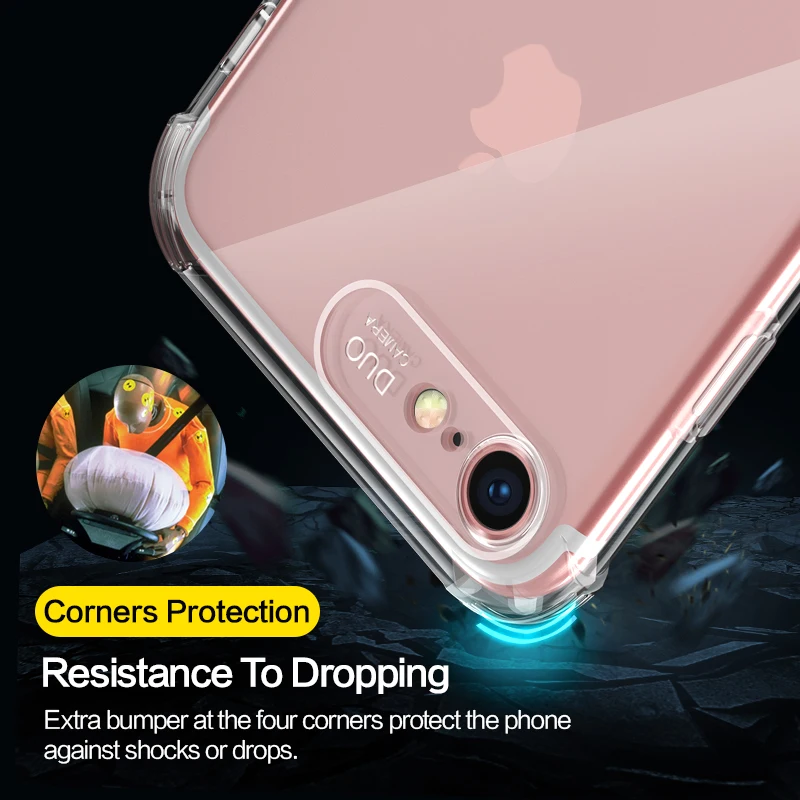 SmartDevil противоударный бампер прозрачный силиконовый чехол для iPhone X XS XR XS Max 8 7 6 6S Plus Прозрачная защитная задняя крышка