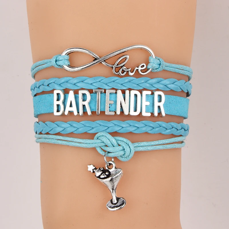 (10 шт./лот) Бесконечность любовь браслет бармен бокал вина очарование плетеный