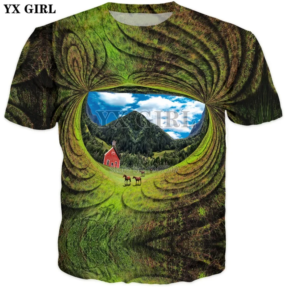 YX GIRL 2018 летняя новая стильная модная футболка Вермонт портал 3D печать для мужчин
