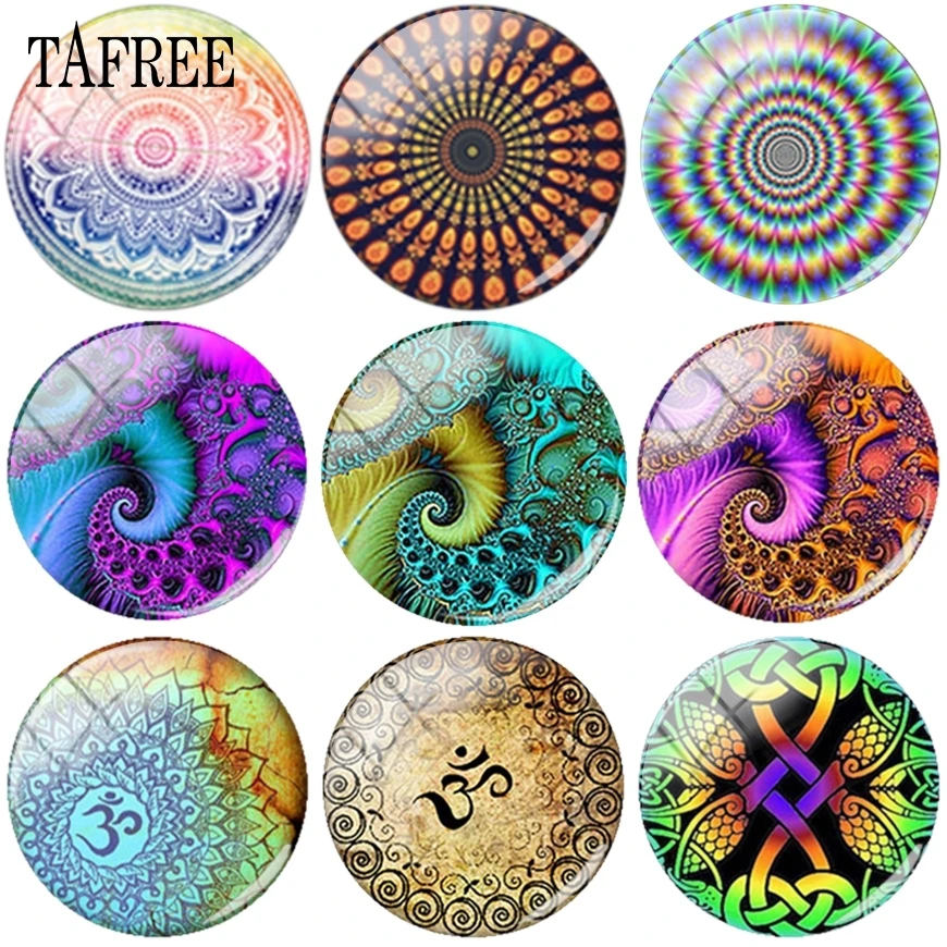 Круглые стеклянные кабошоны TAFREE Mandala Zan Yoga фурнитура для изготовления ювелирных
