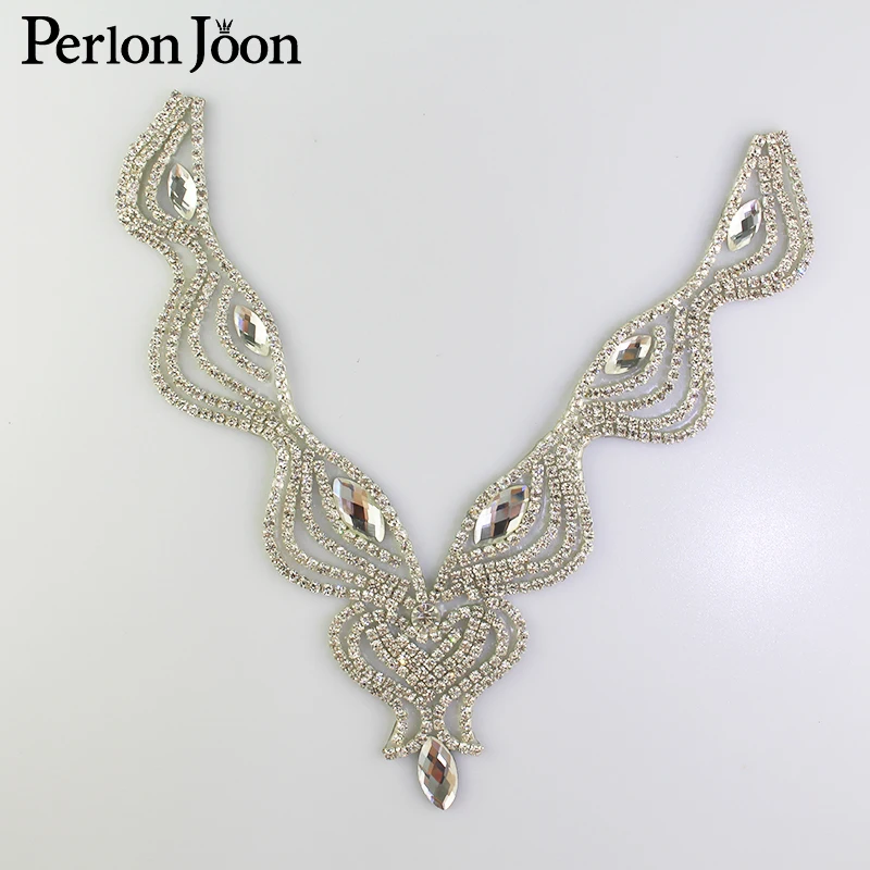 Глубокий V-образный кристалл воротник стразы декольте патч горячей фиксации