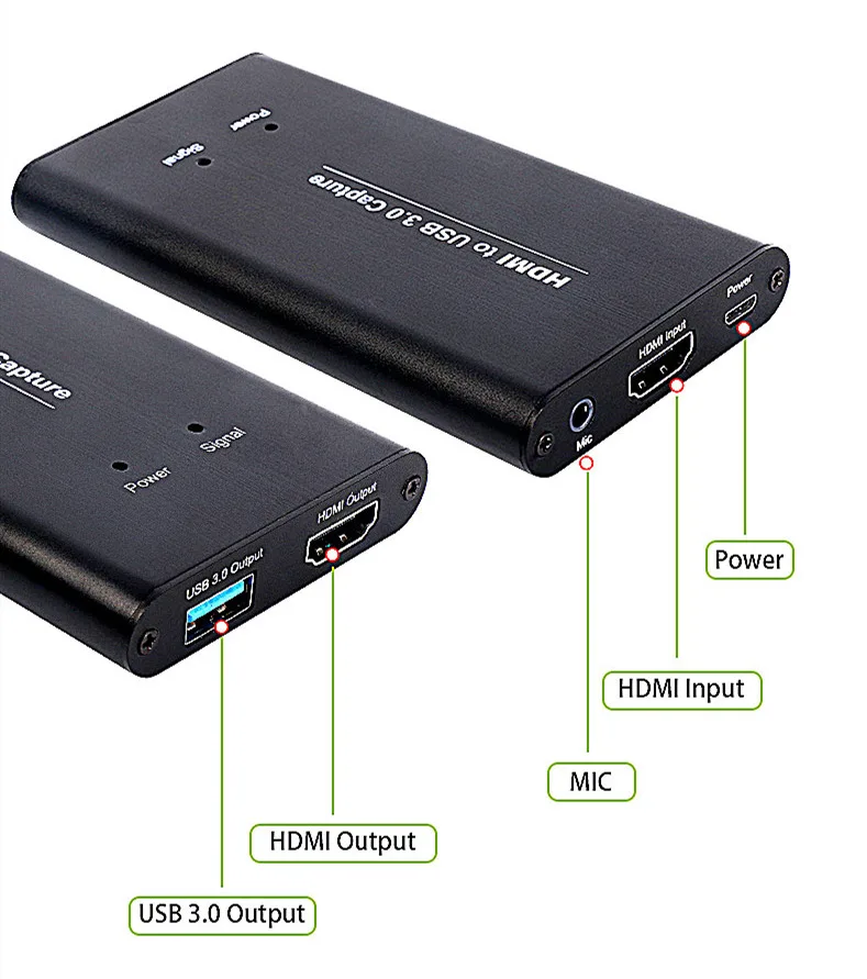 5 ports black KuWFi USB3.0 HDMI 4K60Hz Захват видео с HDMI на USB Захват видеокарты Dongle Игра Потоковая трансляция в прямом эфире с входом MIC - Цвет: 5 ports black