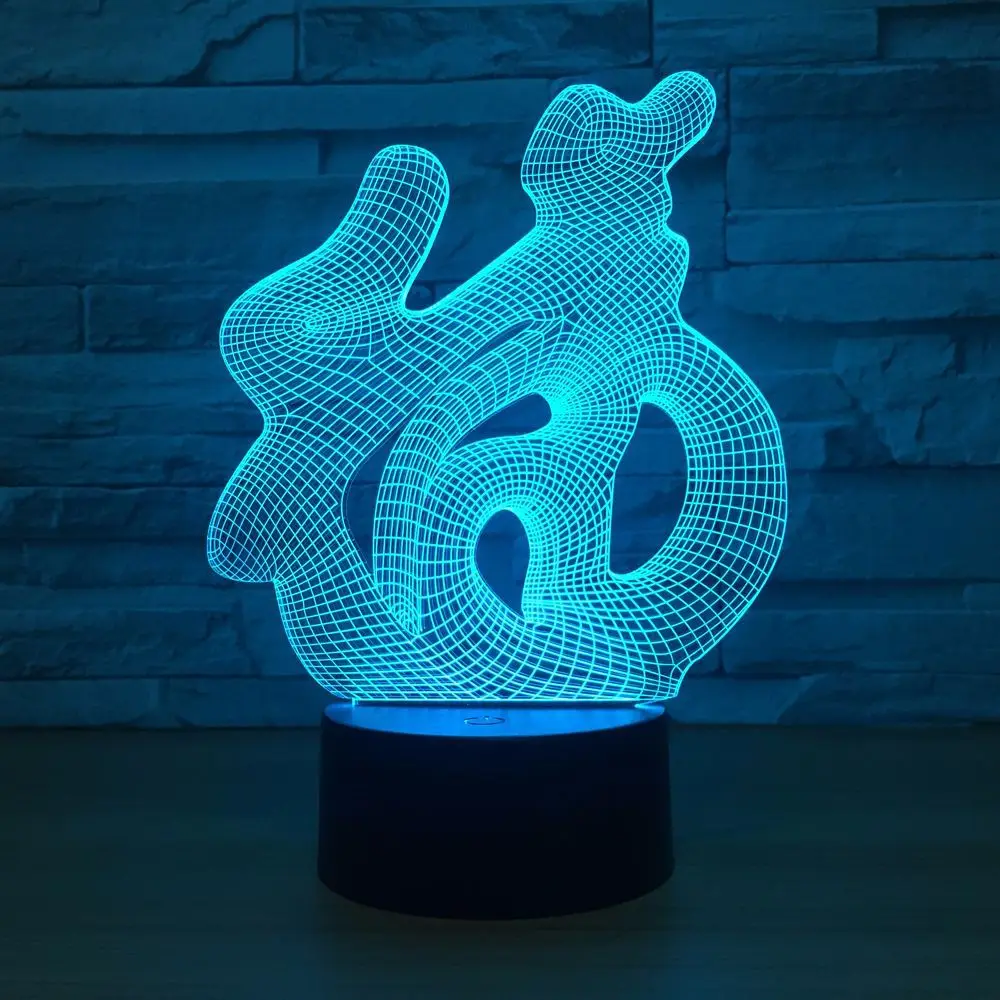 3D китайские иероглифы благословение ФУ USB визуальный светодиодный сенсорный