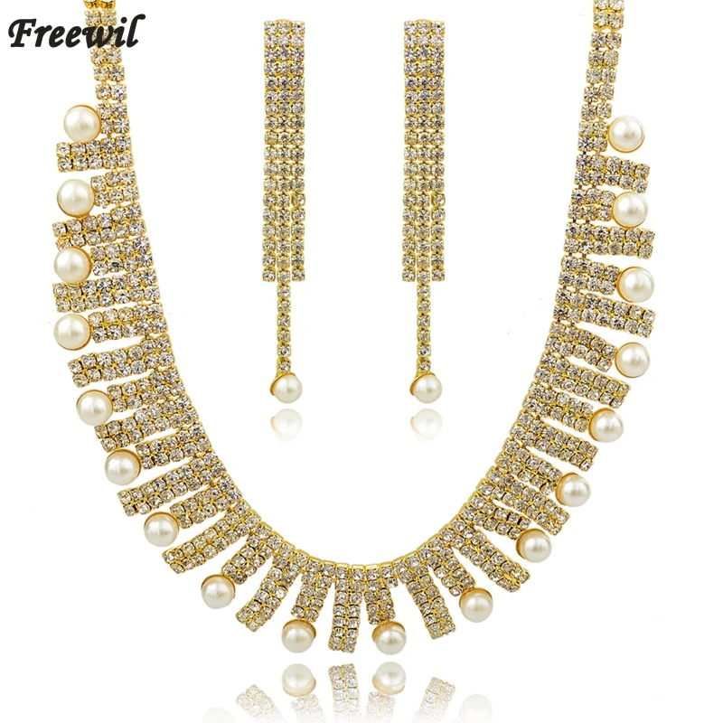 Ожерелье из искусственного жемчуга ожерелье серебряного цвета с кристаллами