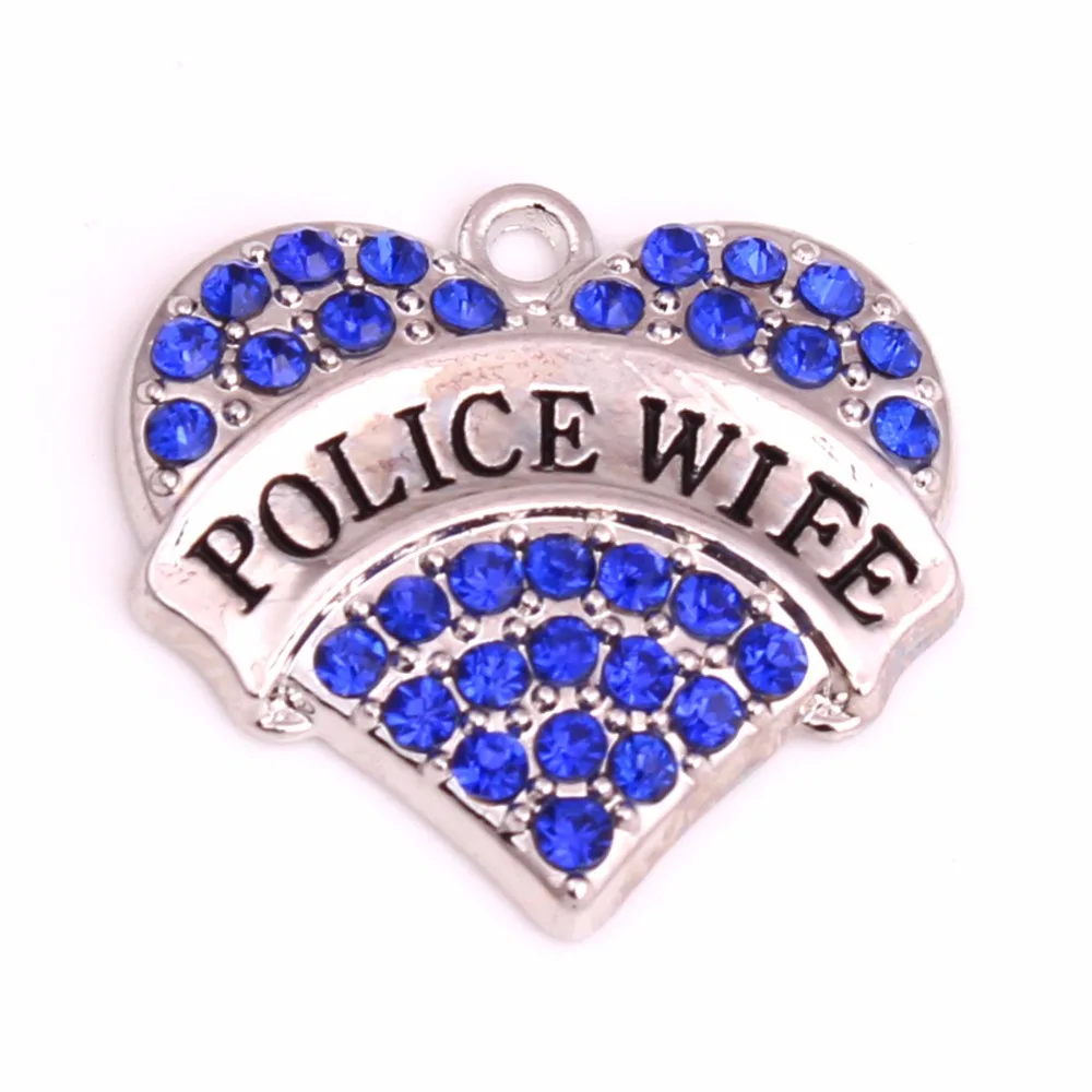 10 шт./лот кулон с кристаллами в виде сердца для полицейской жены браслета или