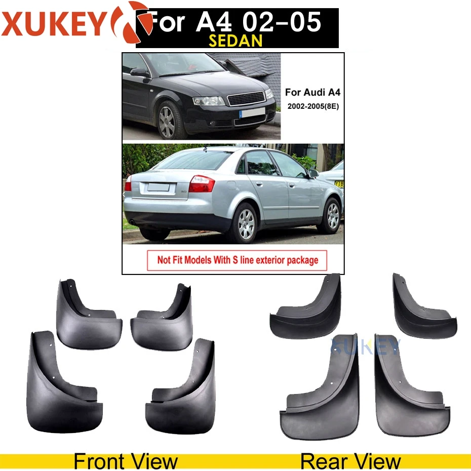 For A4 (B6 8E) 02-05 Оригинальные Автомобильные Брызговики XUKEY для Audi A3 A4 A6(8E 8P B6 B7 C6) Брызговики крыло брызговиков автомобильные аксессуары - Цвет: For A4 (B6 8E) 02-05