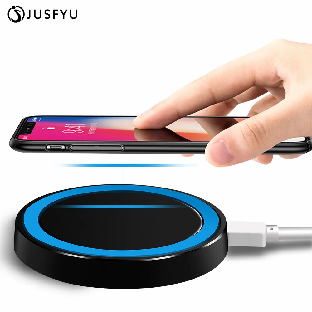 Беспроводное зарядное устройство JUSFYU Mini Qi USB зарядка для iPhone X 8 Plus Nokia Samsung Galaxy S6 S7